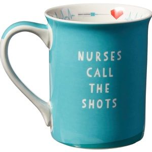 Enesco Our Name is Mud Nurse Stoneware Mug Blue Green Turquoise